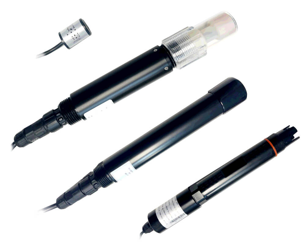 みまわり伝書鳩接続機器(イメージ画像)各種水質センサー(濁度・pH・温度・DO・塩分濃度・EC値)